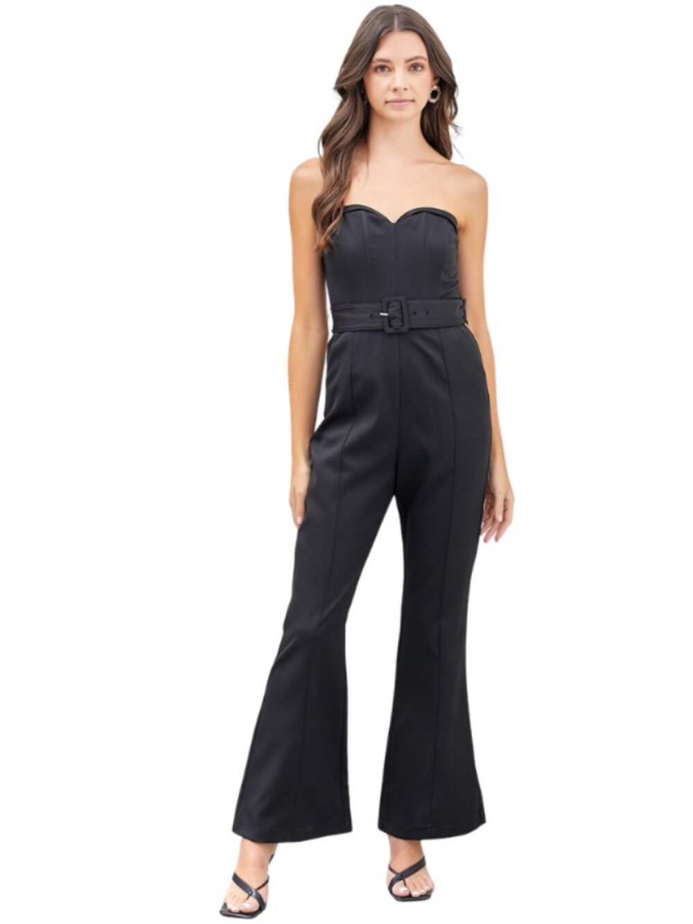 Black Strapless Belted Jumpsuit Wide Leg | Do+Be | NWT